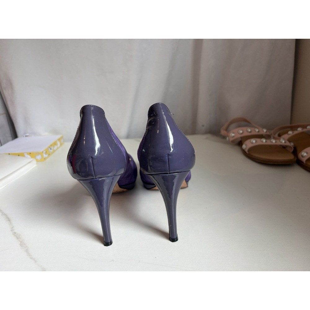 Cole Haan Nike Air Purple Suede Peep Toe Platform Pumps Heels D38351 Womens 8.5B - Picture 6 of 11